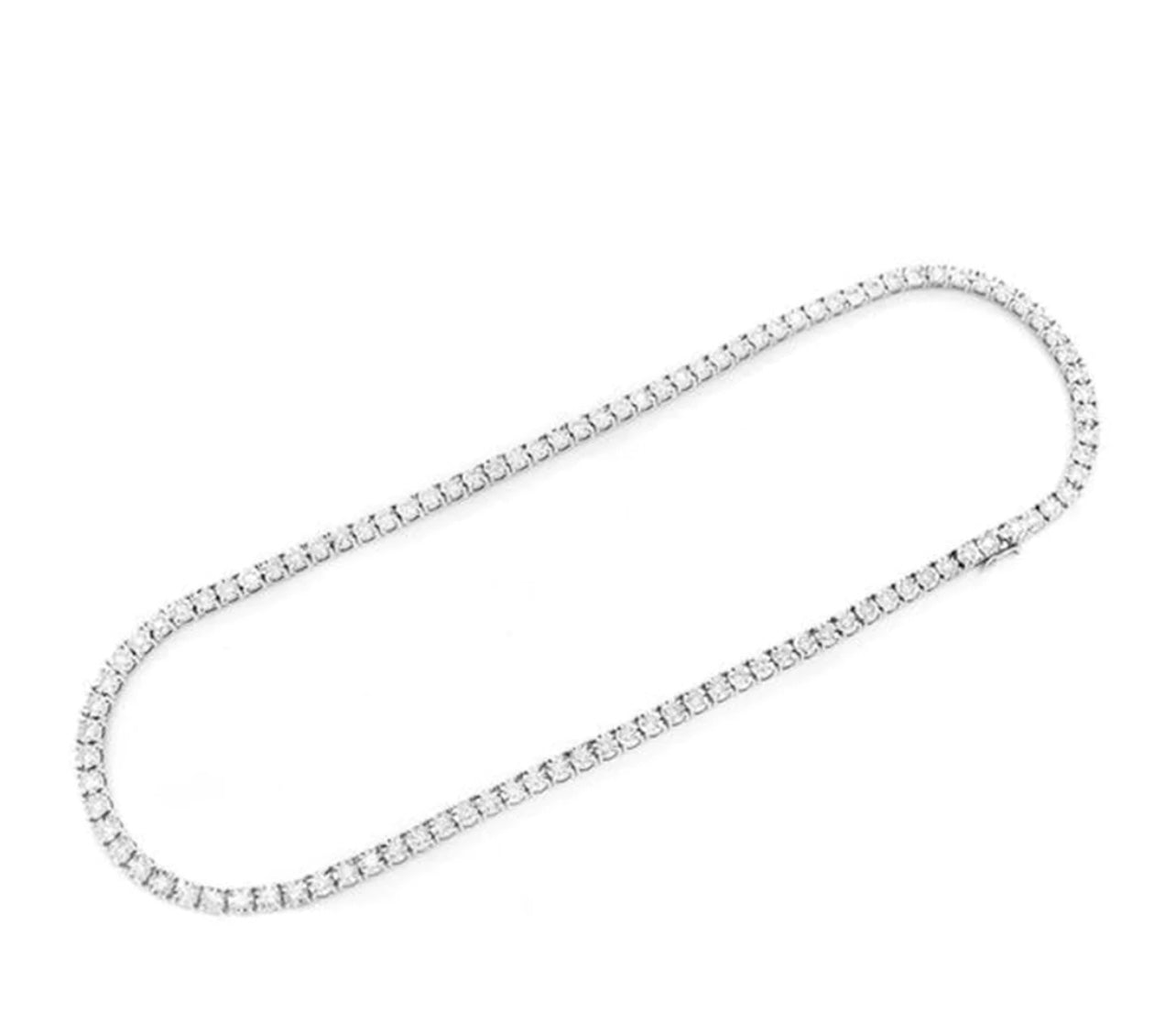 5.07ct 14K White Gold Tennis Miracle Illusion Necklace 22"