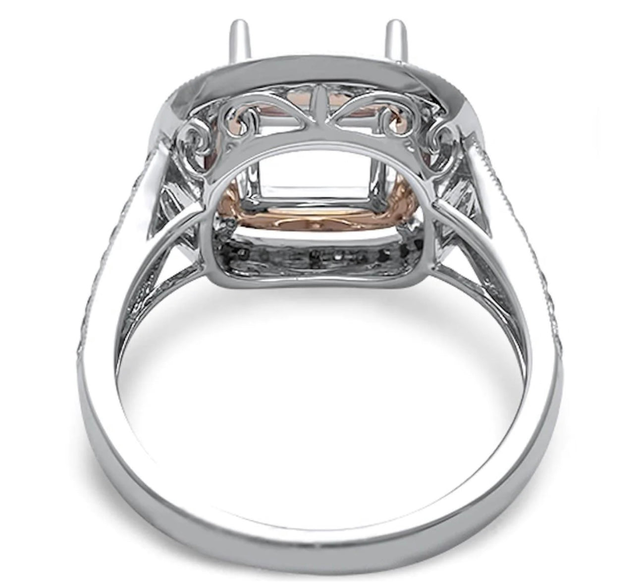 55ct 14kt Two Tone Yellow & White Gold Princess Diamond Semi Mount Engagement Ring