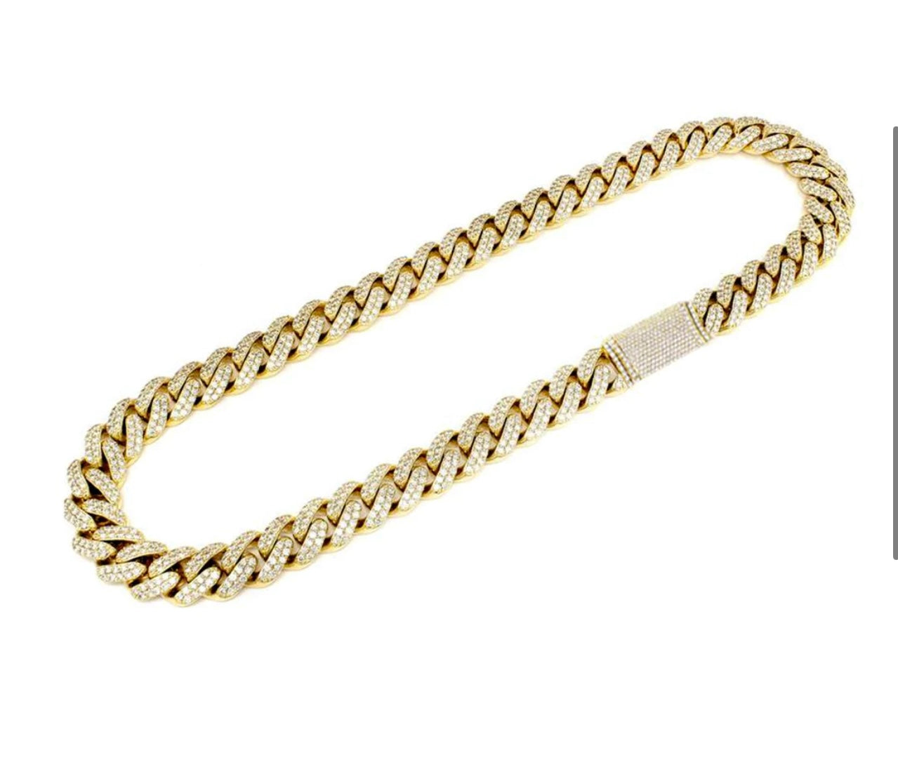 9MM 9.87ct G SI 10KT Yellow Gold Diamond Round Cuban Necklace 22"
