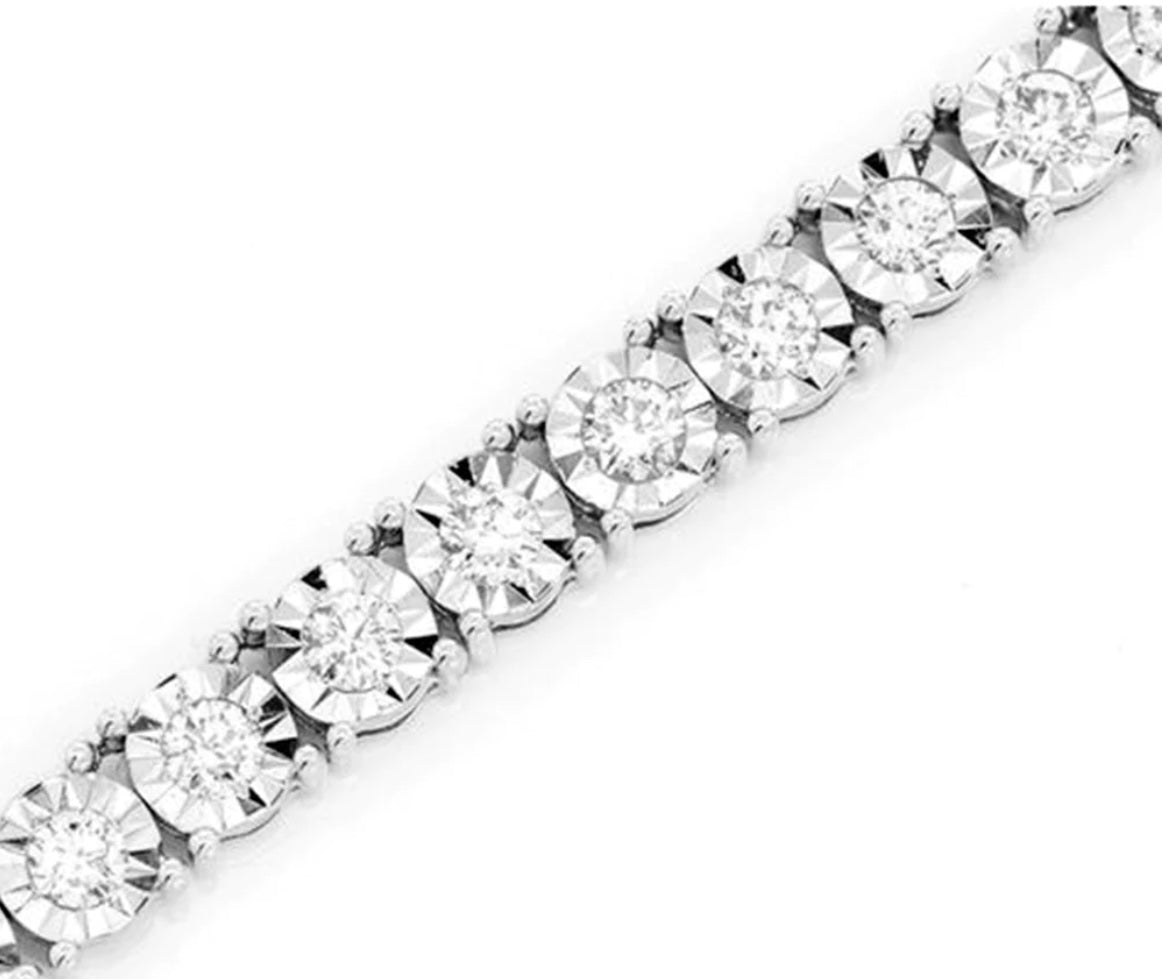 7.90ct 14K White Gold Tennis Miracle Illusion Necklace 18"